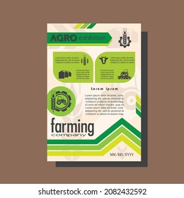 Agriculture brochure design template for agricultural company, agro conference, forum, event, exhibition, business