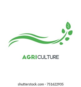 Agriculture Business Vector Logo Template With Green Leaf And Unique Branch