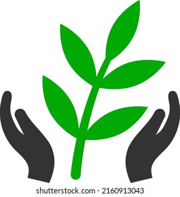 Agriculture care hands vector illustration. Flat illustration iconic design of agriculture care hands, isolated on a white background.