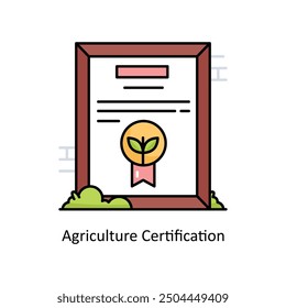 Landwirtschaft Zertifizierung Vektor Gefüllte Kontur Symbol Stil Illustration. Symbol auf weißem Hintergrund EPS 10 Datei