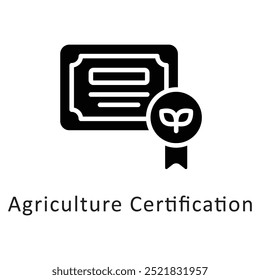 Vetor de certificação agrícola Icone sólido ilustração estilo. Símbolo no plano de fundo branco EPS 10 Arquivo