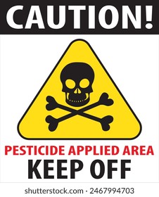 Agriculture chemicals applied area, weedicide, lawn care, pesticide, fungicide applied field sign notice, information vector