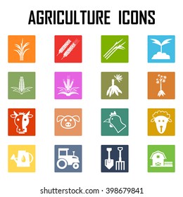 agriculture color icons .