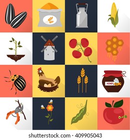 Agriculture color set icons