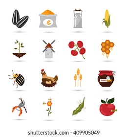 Agriculture color set icons