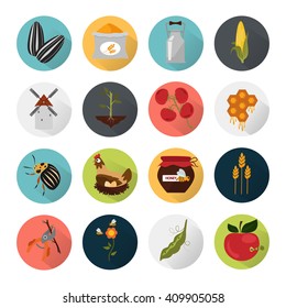 Agriculture color set icons