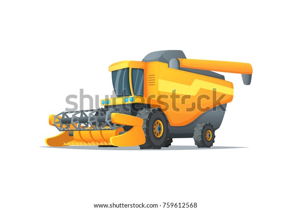 Agriculture Combine Harvester Isolated Vector Illustration Stock Vector ...