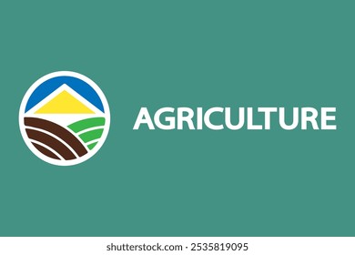 Logotipo da empresa de agricultura campo simples monte céu e sol farm logotipo vetor