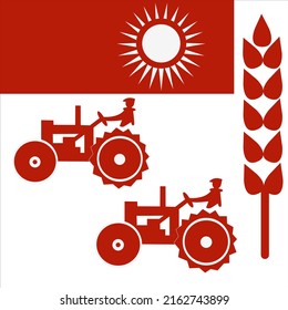 Agriculture concept. Tractor plows the field. The process of tillage. Rural life. Farmland vector illustration. Vector illustration