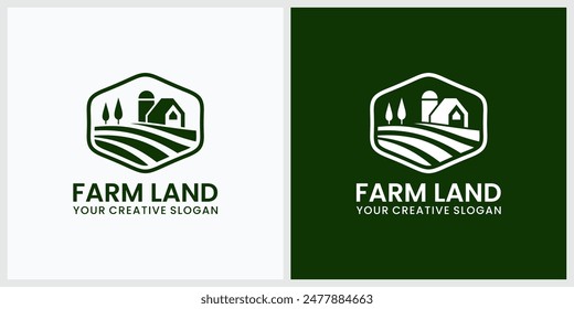 Agriculture creative logo elegant design line art badge vector illustration