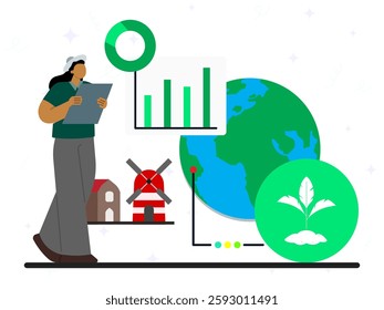 Agriculture data analytics concept. Digital agriculture analytics, farm data technology, earth observation, global agriculture and farm business 