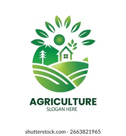 Agricultura digital Vector de diseño de logotipo