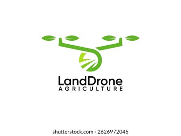 agriculture drone logo. creative innovation technology agricultural land vector design concept