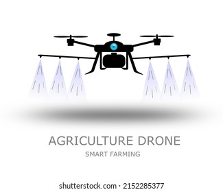 Agriculture drone spray waters, Smart farming, Vector isolated icon for web design on white background.