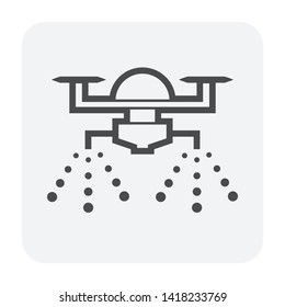 Agriculture drone vector icon. Sprayer vehicle technology for professional 4.0 farmer to spray toxic chemical to crop, plant i.e. fertilizer, pesticide, herbicide, insecticide in smart farm, farmland.