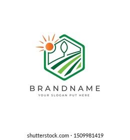 Agriculture or Eco Farm logo design template  