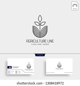 agriculture eco green line art logo template icon element