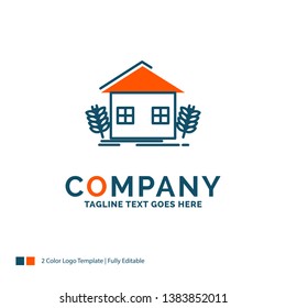 agriculture,  ecology, environment, farming Logo Design. Blue and Orange Brand Name Design. Place for Tagline. Business Logo template.