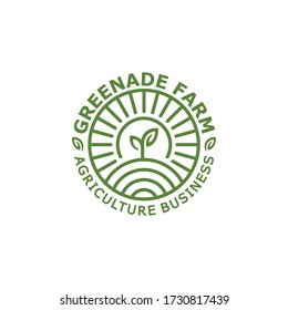 Agriculture, ecology, farm logo stamp template with leaf and nature vector illustration