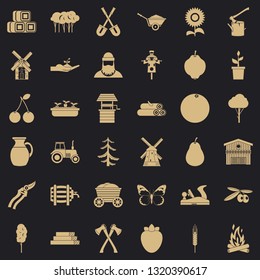 Agriculture equipment icons set. Simple style of 36 agriculture equipment vector icons for web for any design