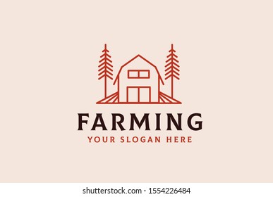 Agriculture farm barn illustration logo design vector graphic
