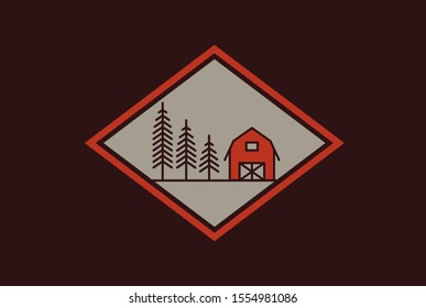 Agriculture farm barn illustration logo design vector graphic