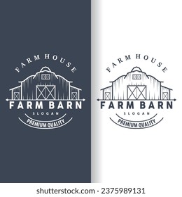 Agriculture Farm Barn Logo, Simple Retro Style Vintage Building Templet Illustration Design