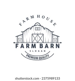Agriculture Farm Barn Logo, Simple Retro Style Vintage Building Templet Illustration Design