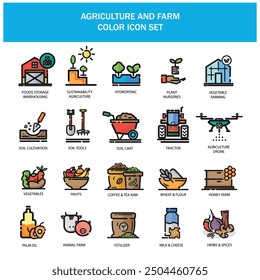 Agriculture and Farm Color icon Set