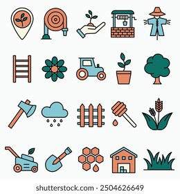 AGRICULTURE FARM FIELD ICONS SET