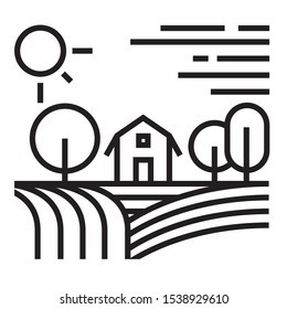 Agriculture And Farm Lanscape Vector Illustration Line