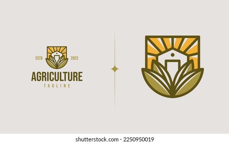Agriculture Farm Logo Template. Universal creative premium symbol. Vector illustration. Creative Minimal design template. Symbol for Corporate Business Identity