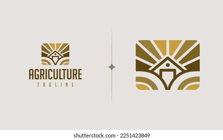 Agriculture Farm Logo Template. Universal creative premium symbol. Vector illustration. Creative Minimal design template. Symbol for Corporate Business Identity