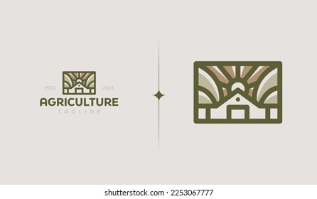 Agriculture Farm Logo Template. Universal creative premium symbol. Vector illustration. Creative Minimal design template. Symbol for Corporate Business Identity