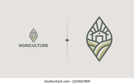 Agriculture Farm Logo Template. Universal creative premium symbol. Vector illustration. Creative Minimal design template. Symbol for Corporate Business Identity