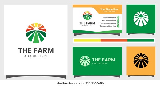 Agriculture Farmer Garden Nature With Sun Logo Design And Business Card