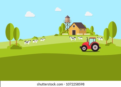 Agriculture and Farming. Agribusiness. Rural landscape. Design elements for info graphic, websites and print media. Vector illustration.