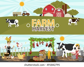 Agriculture and Farming. Agribusiness. Rural landscape. Design elements for info graphic, websites and print media. Vector illustration.
