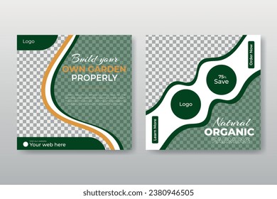Agriculture Farming Business Promotion Bundle for Lawn and Gardening Service Posts. Lawn or gardening service social media post and web banner design template