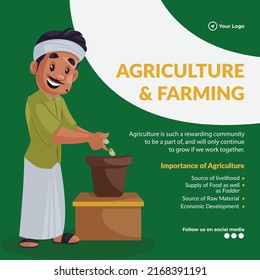 Agriculture and farming cartoon style banner design template.