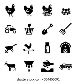 Agriculture Farming Chicken Goat Barn Vector Icon