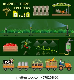 Agriculture and farming. Collection of vector illustrations for infographics