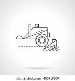 Agriculture and farming. Combine machinery. Harvesting equipment. Single flat thin line style vector icon. Element for web design, business, mobile app. 