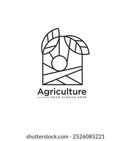 Logótipo da agricultura, agricultura, cultura e sementes. Design de logotipo vetorial para agricultura, campo de fazenda, colheita natural, associação de agricultores e muito mais.