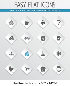 Agriculture and farming easy flat web icons for user interface design