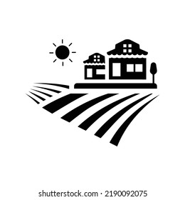 Agriculture, Farming, Field Icon. Black Vector Graphics.