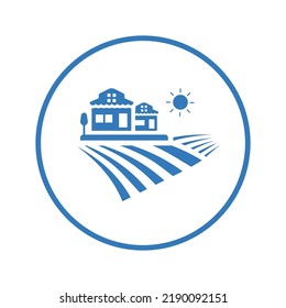 Agriculture, Farming, Field Icon. Blue Color Design.