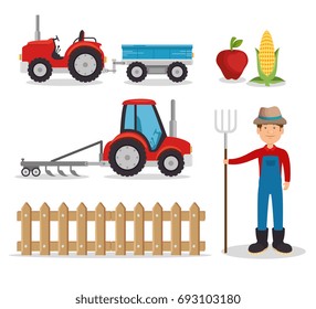 agriculture and farming icon set 