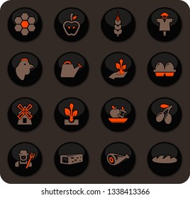 Agriculture and farming icon set for web sites and user interface