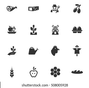 Agriculture and farming icon set for web sites and user interface